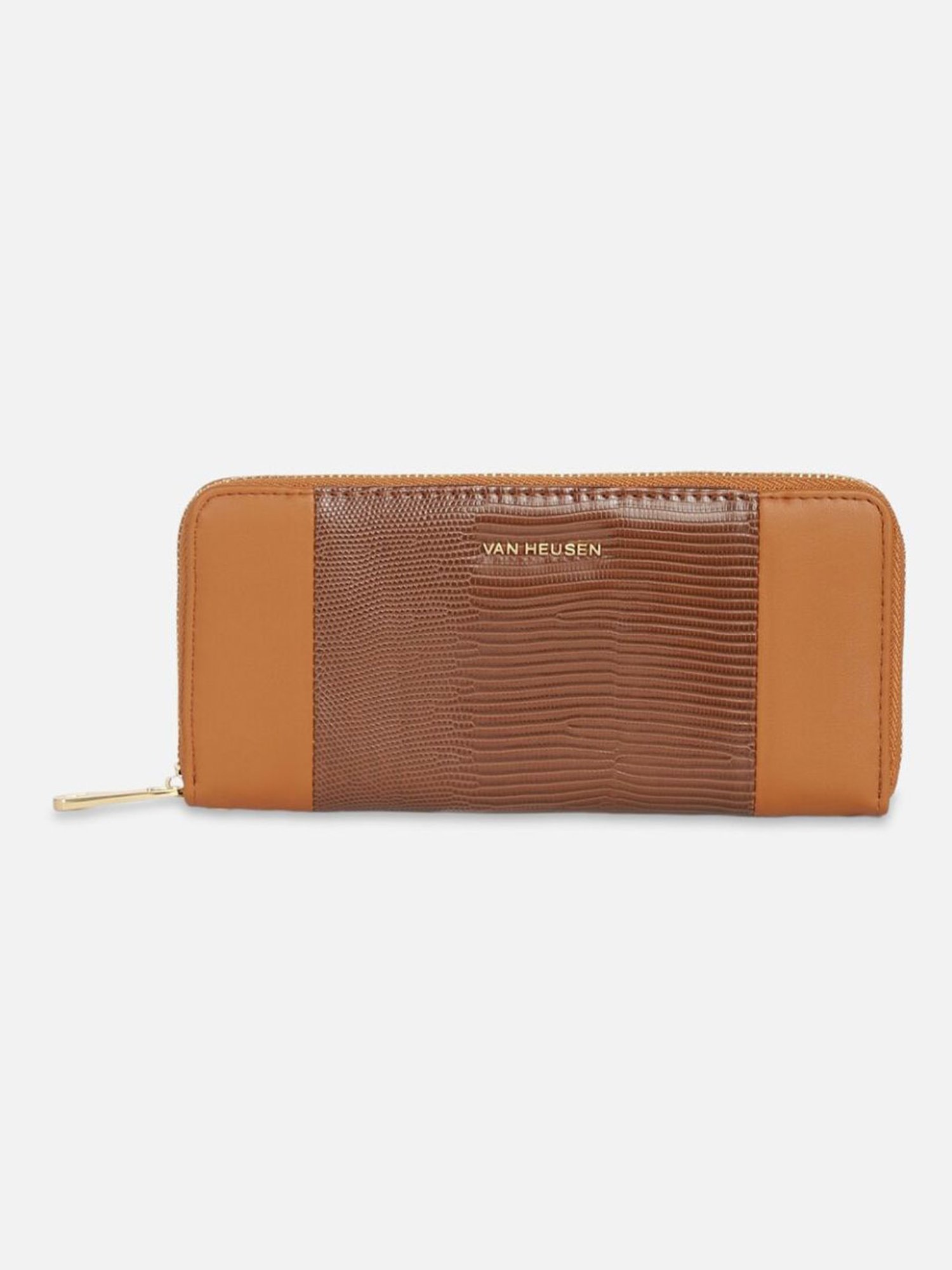 Van Heusen Brown PU Textured Zip Around Wallet