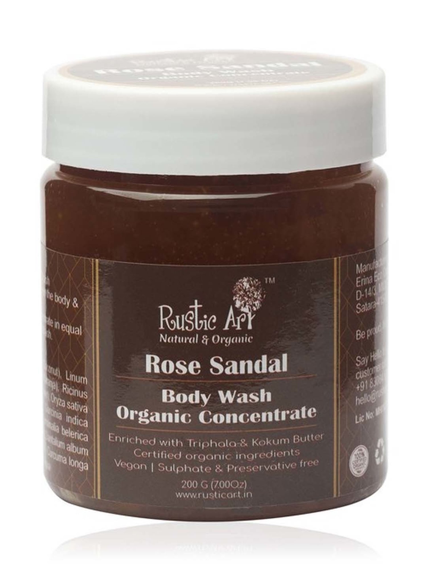 Rustic Art Organic Rose Sandal Body Wash Concentrate - 200 gm