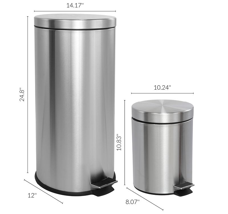 happimess Oscar 8-Gallon Step-Open Trash Can with FREE Mini Trash Can, Stainless Steel 