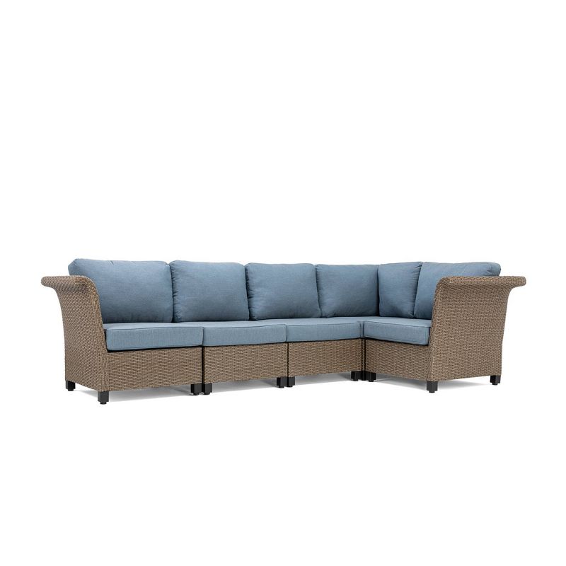 Nolin 5pc Sectional Weathered Brown Frame Sunbrella Spectrum Denim Fabric - La-Z-Boy