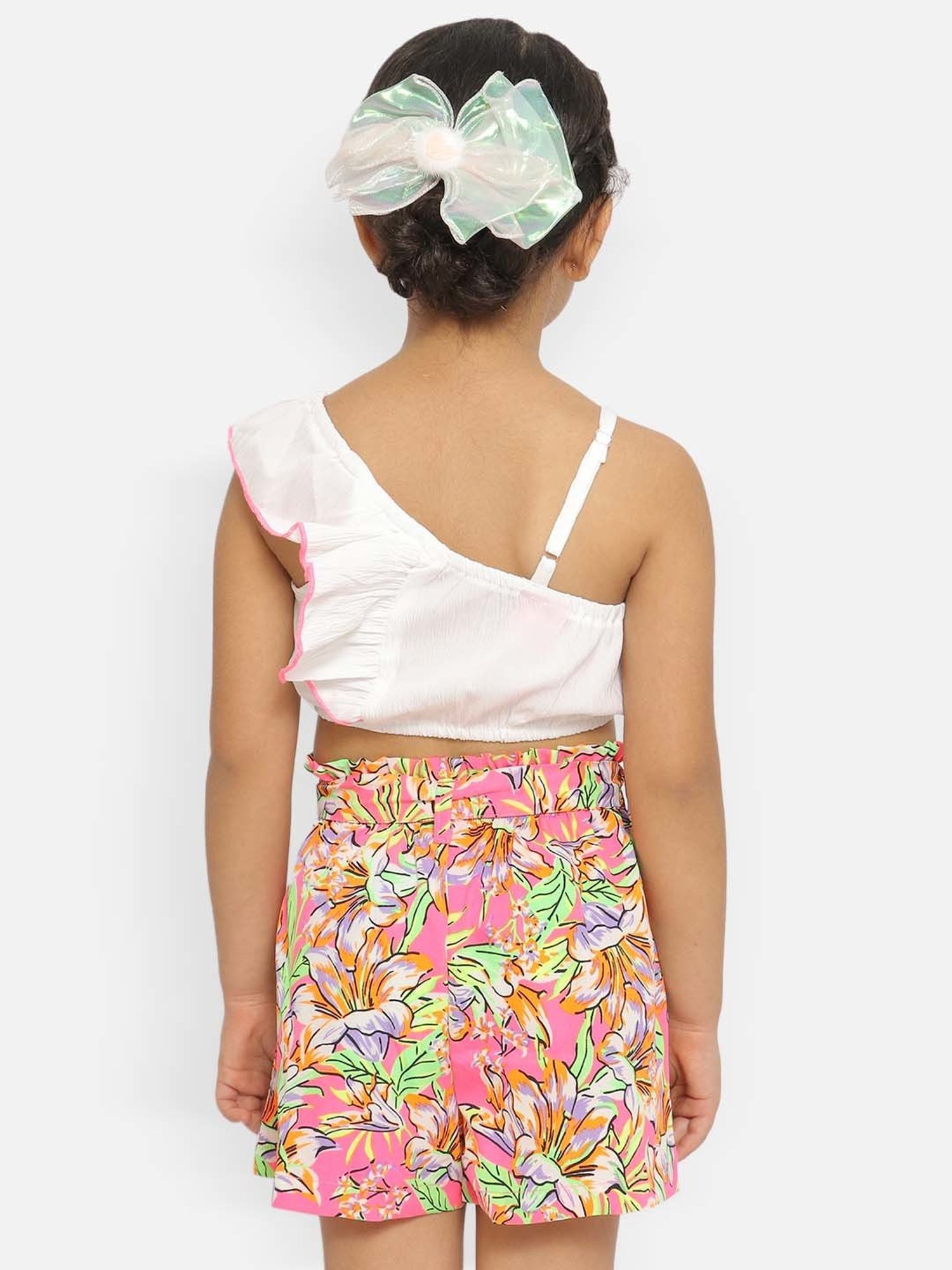 Nauti Nati Kids White Solid Top with Shorts