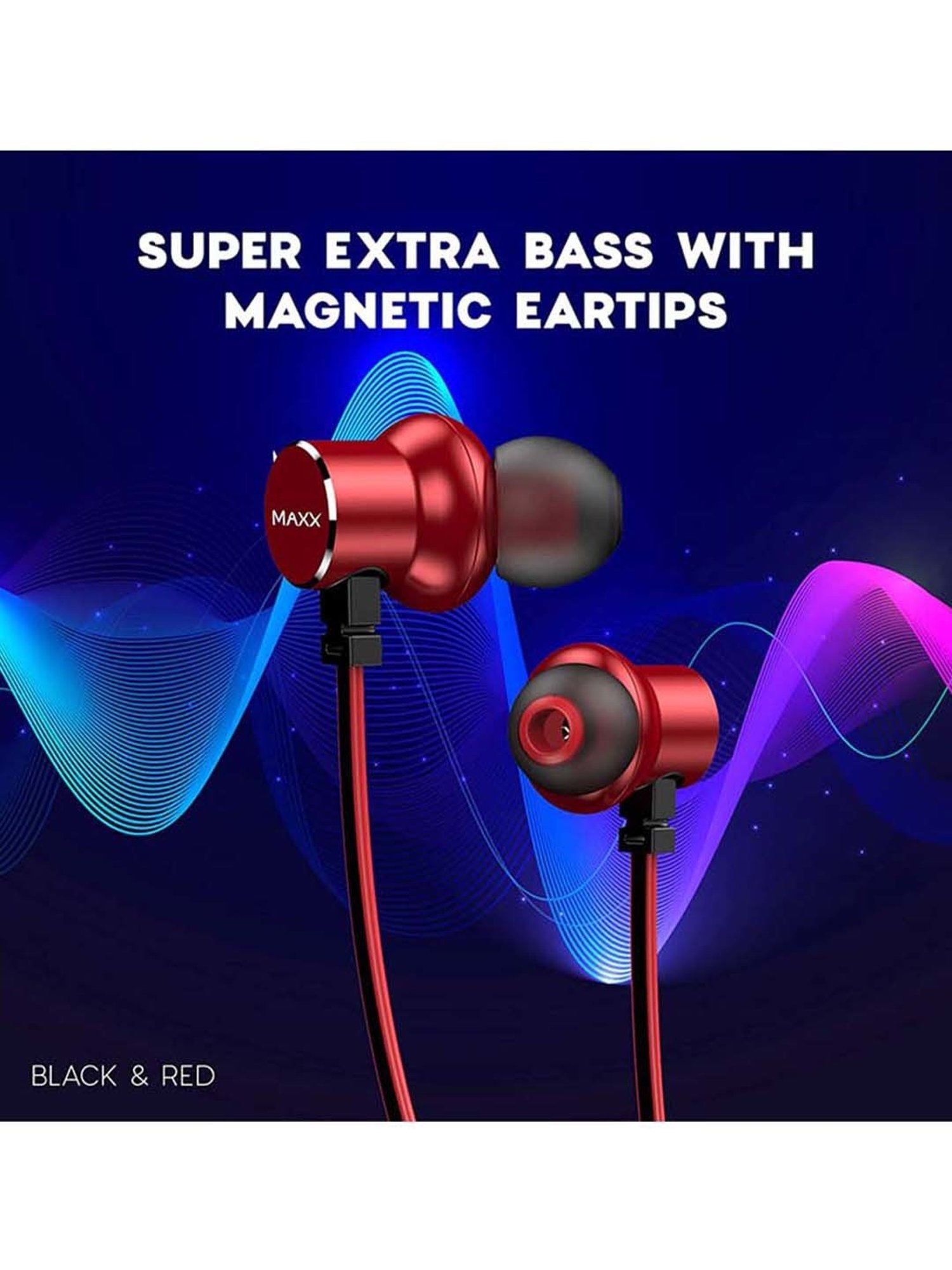 Maxx NX9 Wireless Neckband with Rapid Charge (Black/Red)