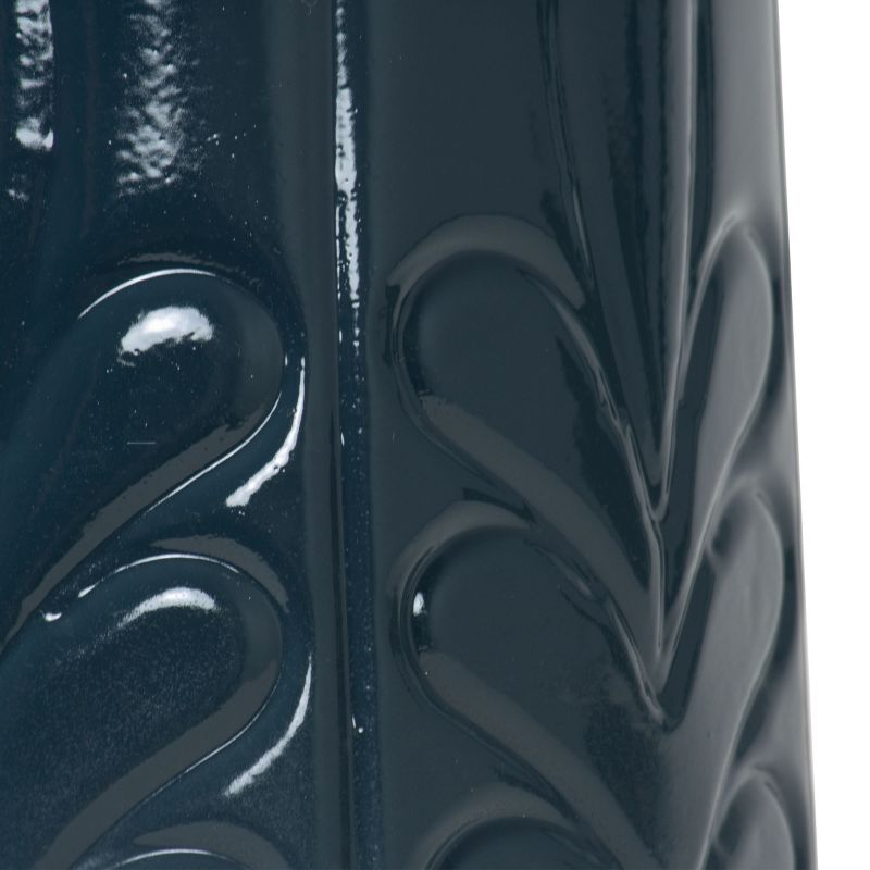 Blue Lacquered Metal Decorative Vase with Faux Terracotta Base - Foreside Home & Garden