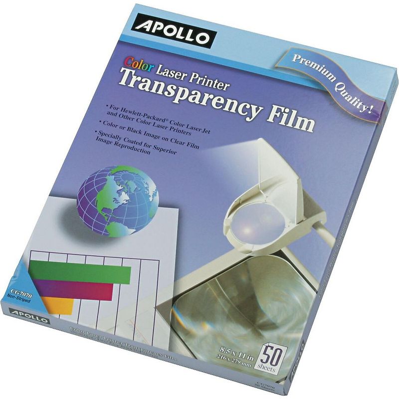 Apollo Color Laser Transparency Film w/o Sensing Stripe Letter Clear 50/Box CG7070