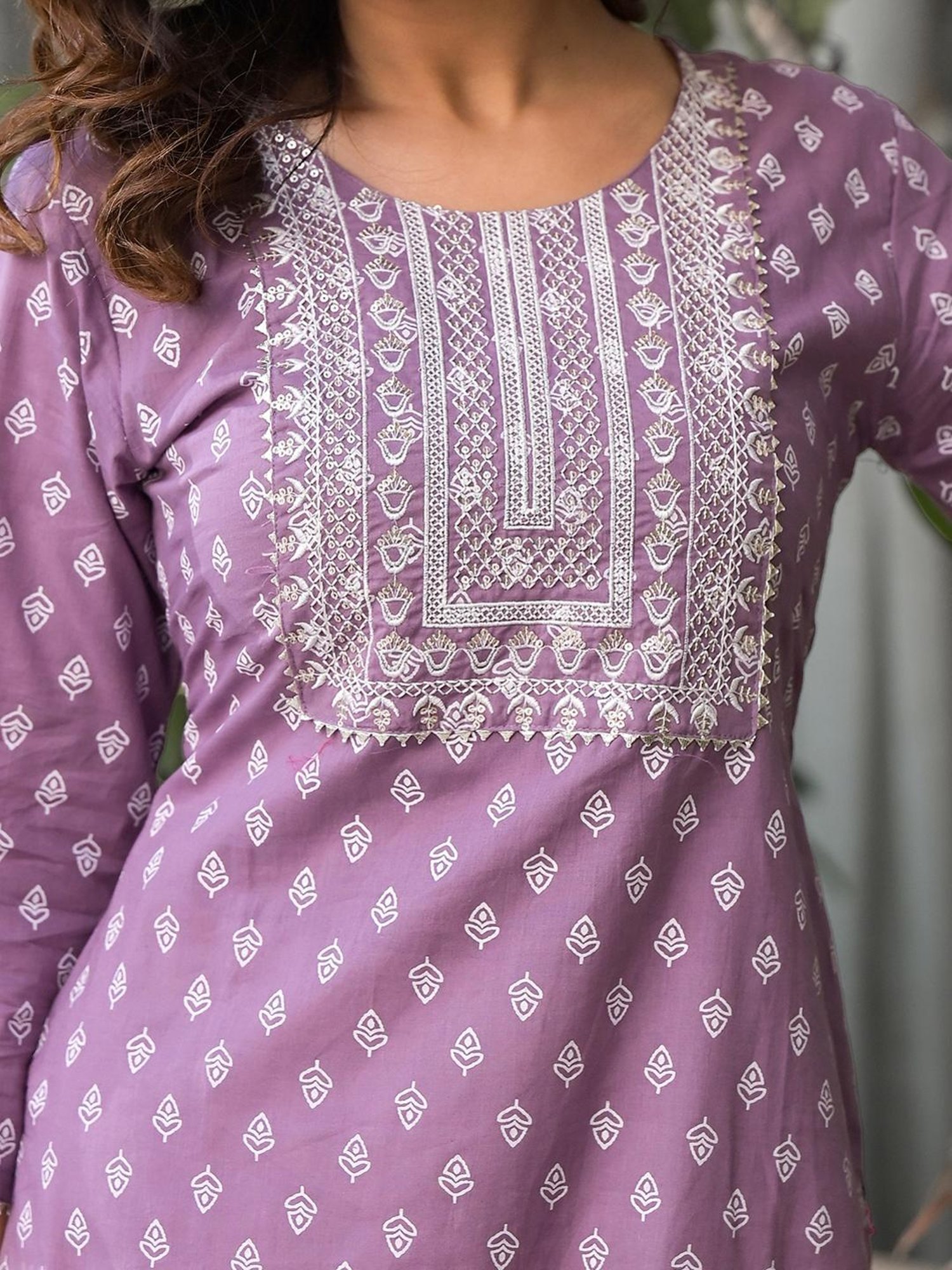 Varanga Purple Cotton Printed Straight Kurta