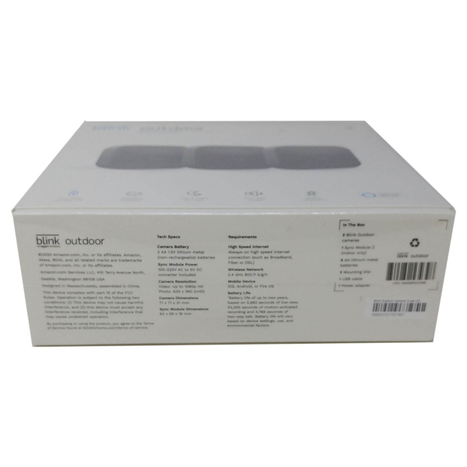 Blink Outdoor 3 Cam Kit Wireless Weather Resistant HD Security Camera with two year Battery Life and Motion Detection - Black