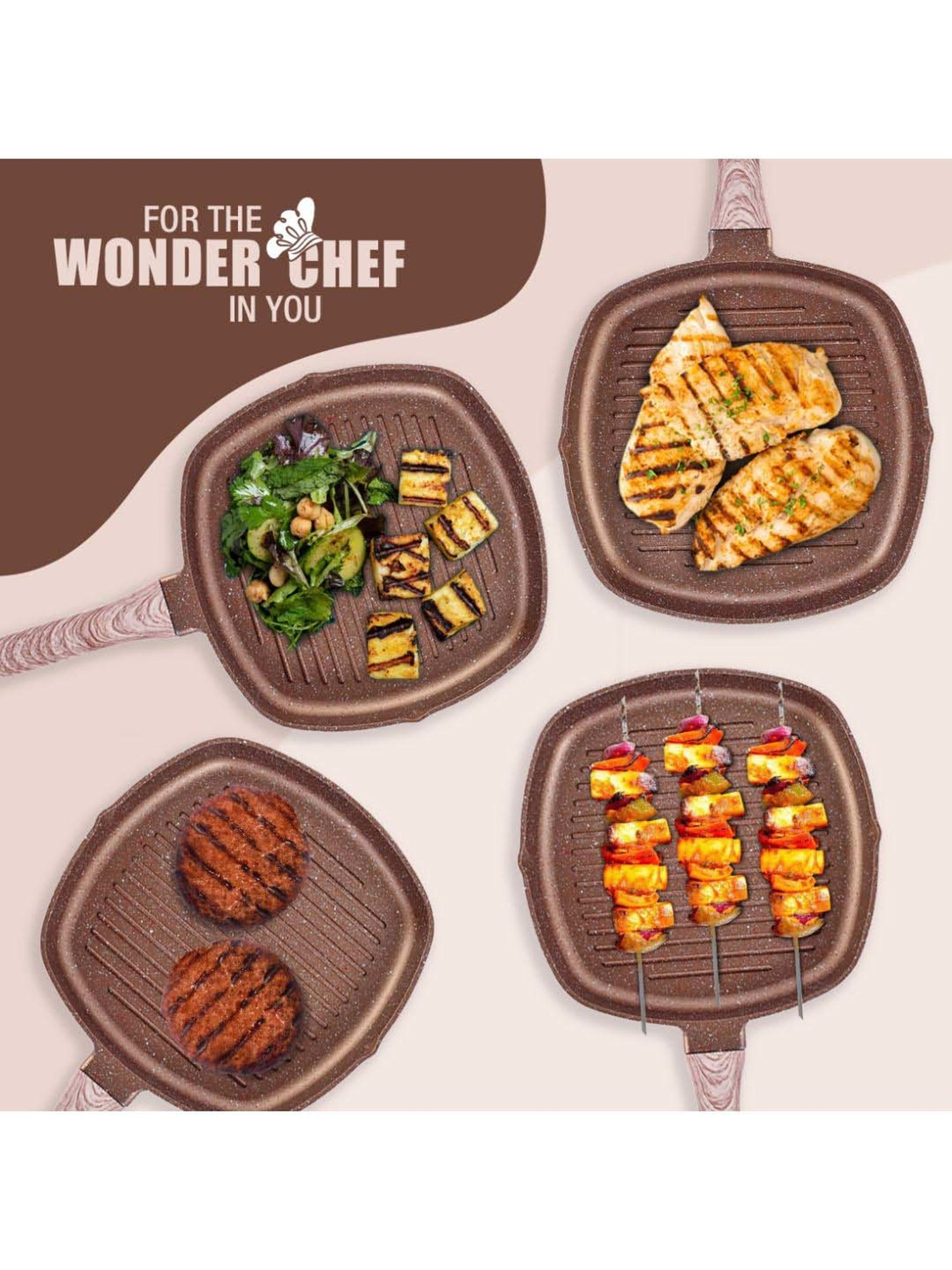 Wonderchef Duralife Brown Aluminium 24 cm Grill Pan (1.5 L)