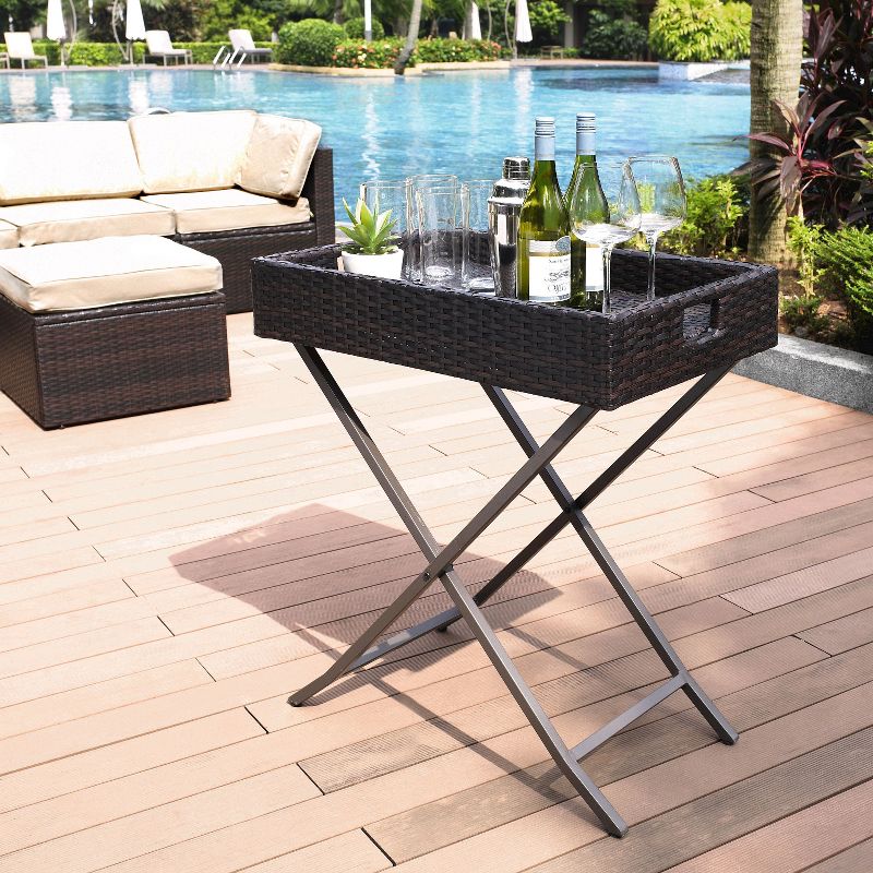 Slat Top Serving Cart - Gray - Apollo Outdoor