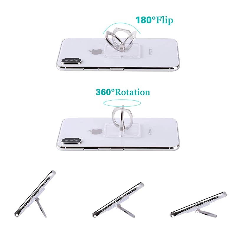 Phone Ring Holder Stand Transparent Finger Grip 360 Degree Rotation Universal Smartphone Finger Ring Stand Kickstand 2 X Silver 2 X Rose Gold