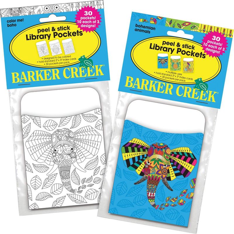 Barker Creek 60pc Bohemian Animals Peel and Stick Pockets Multi Design Set