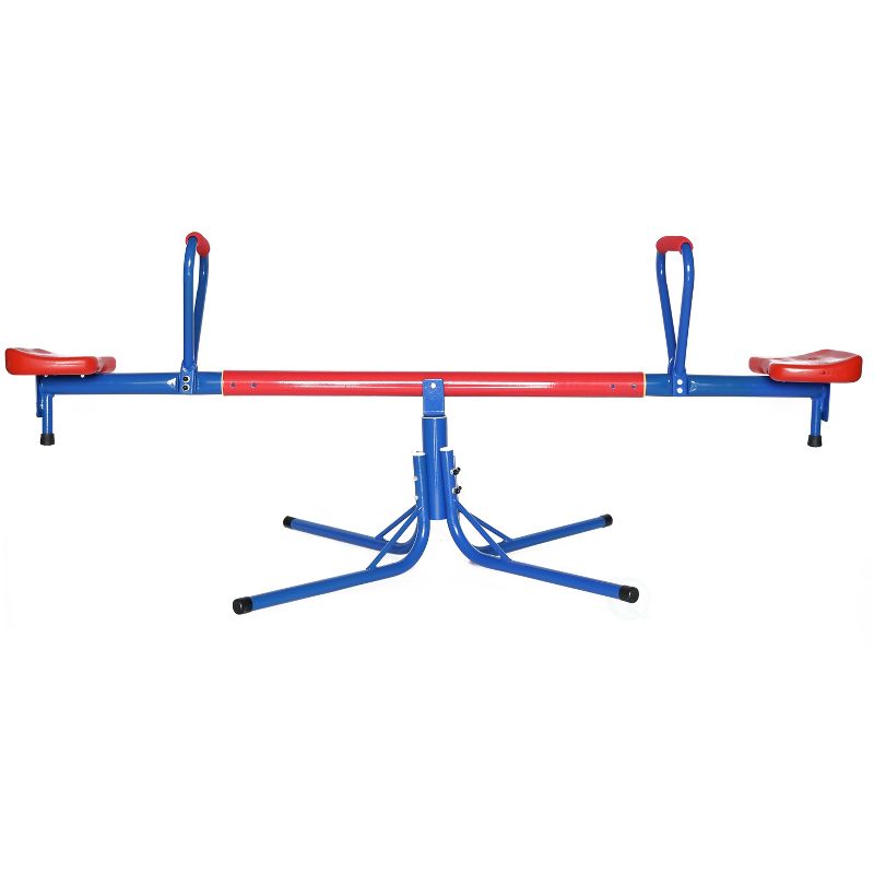 PLAYBERG Outdoor Red and Blue Metal Rotating Seesaw