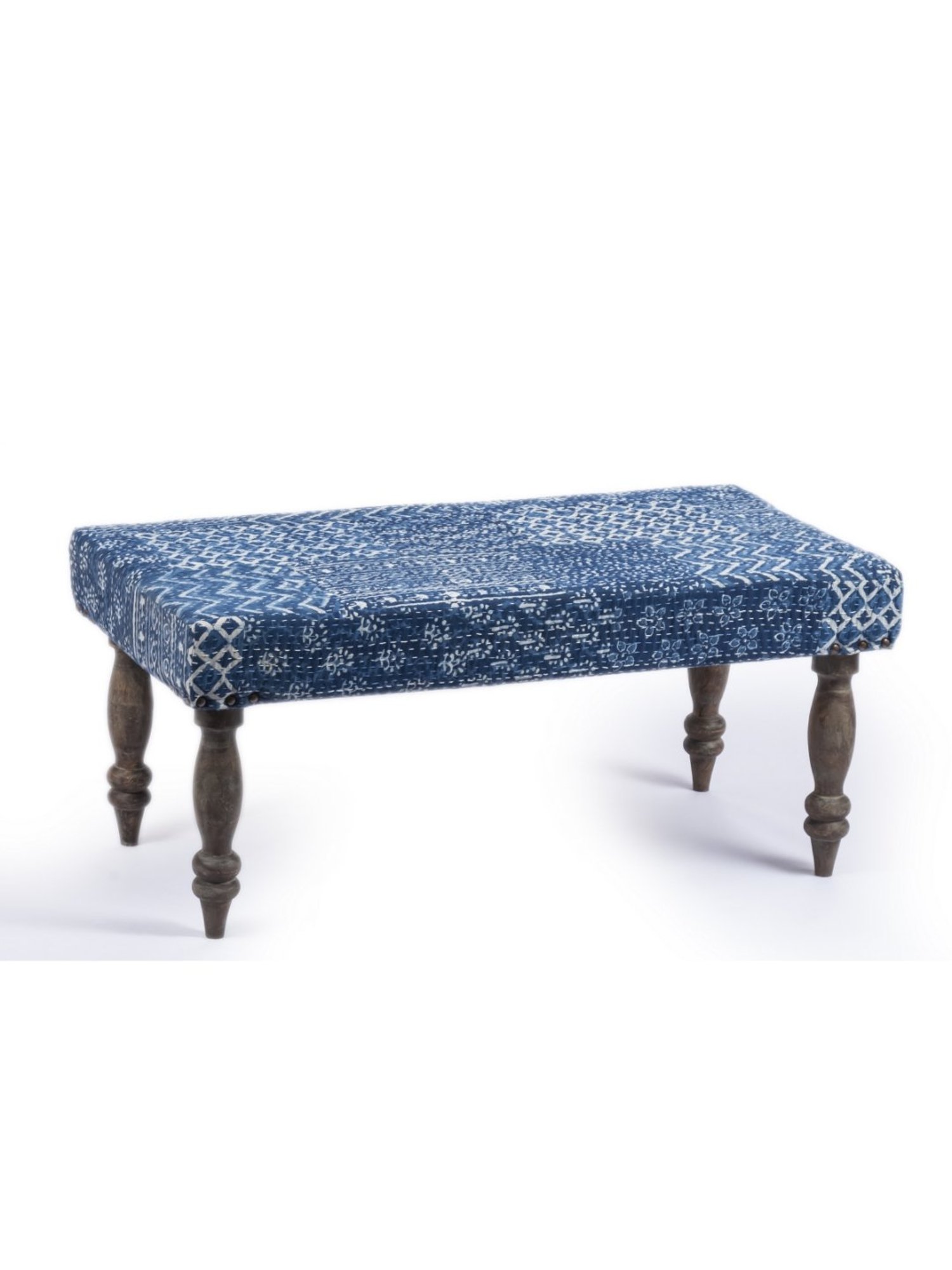 Ikiriya Bestone Printed Blue Wood 2 Seater Bench
