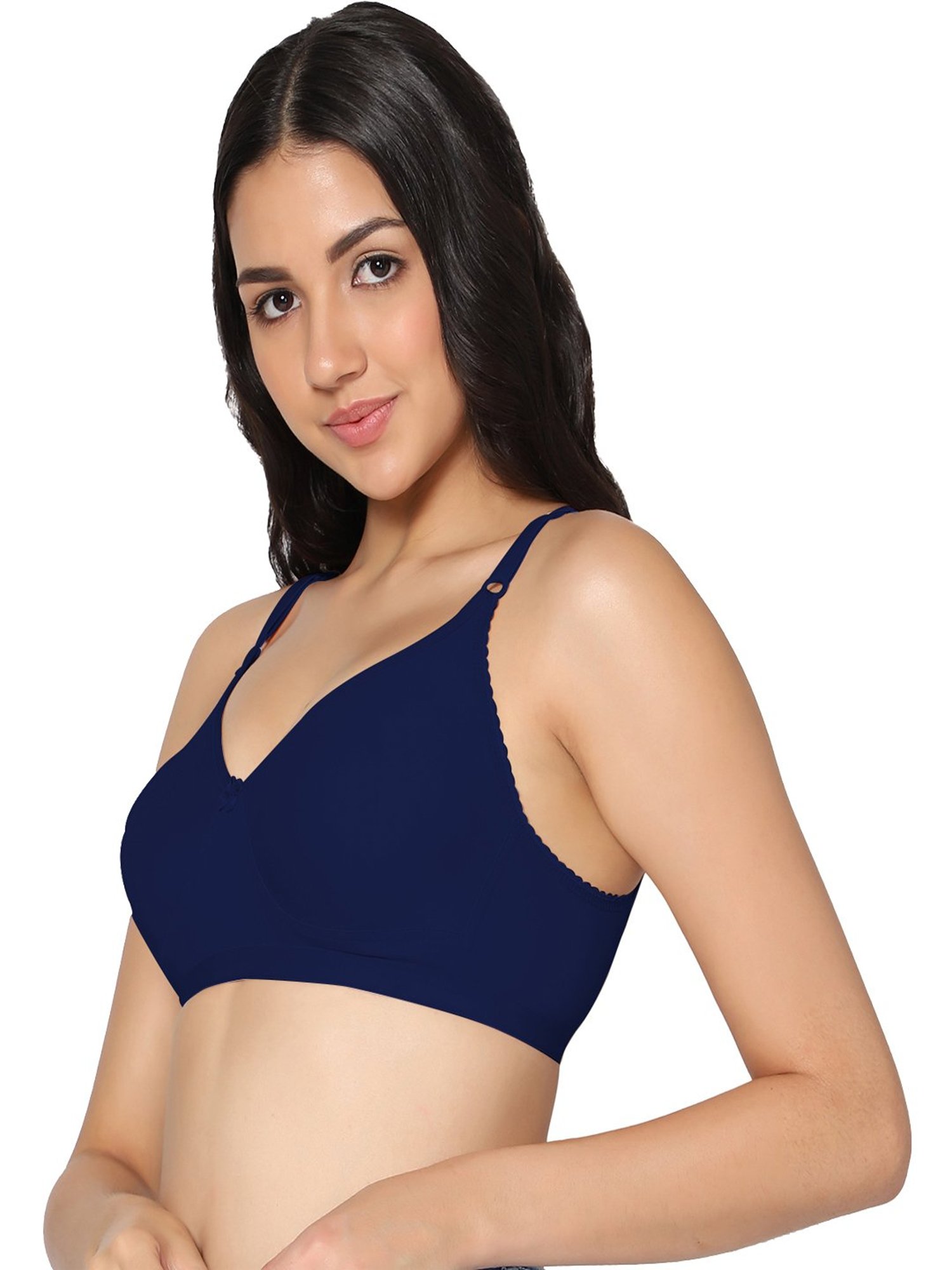 IN CARE Blue & Black Full Coverage Non-Wired T-Shirt Bra - Pack of 2