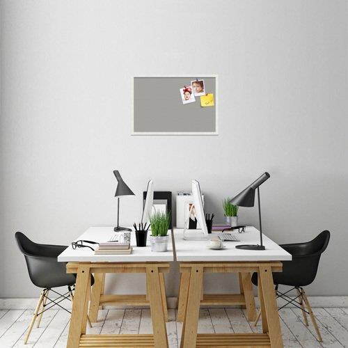 PinPix custom printed pin cork bulletin board made from canvas, Dark Stone 30x20 Inches (Completed Size) and framed in Satin White Frame (PinPix-Group-89)