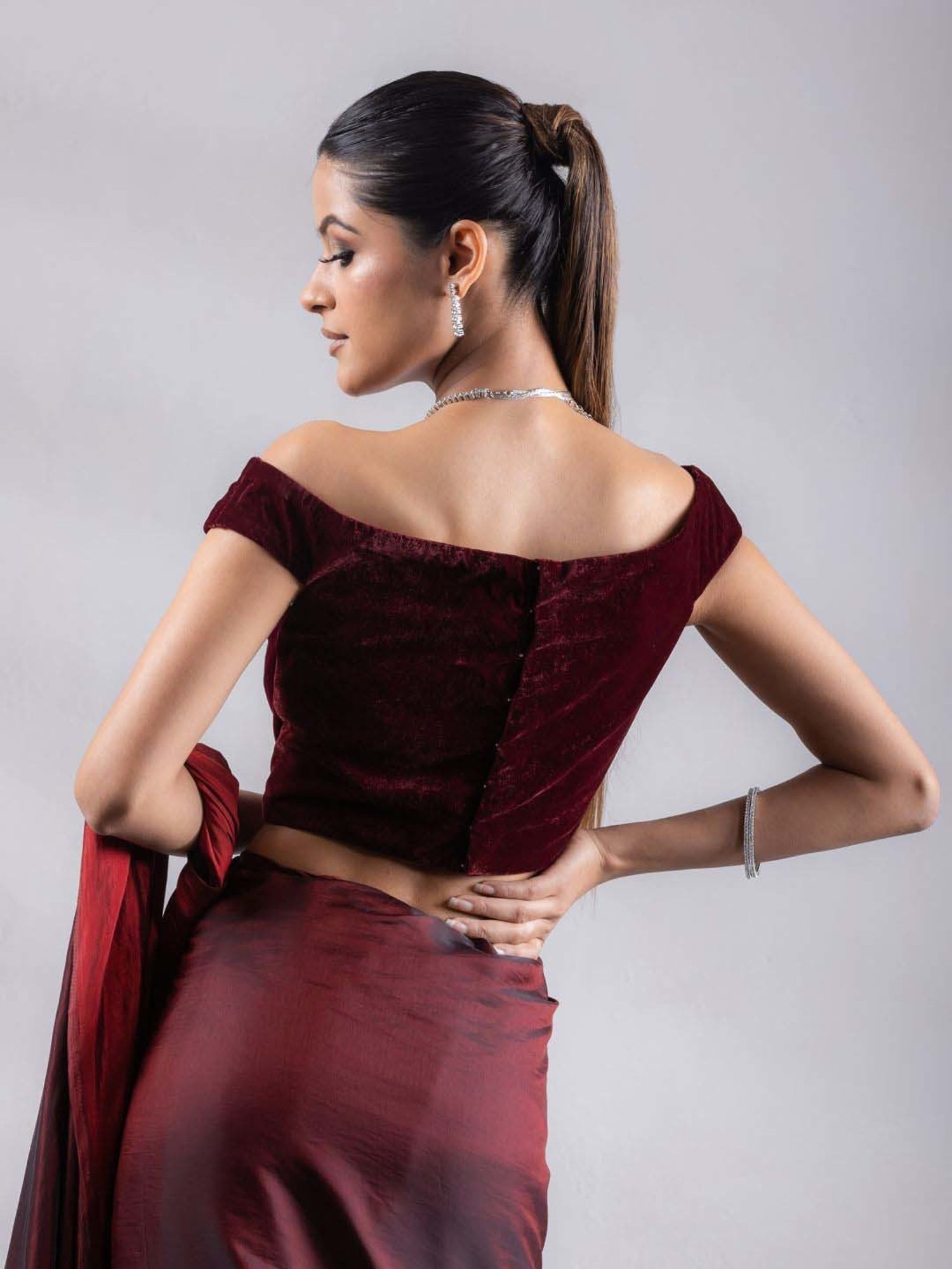 Swtantra Maroon Plain Readymade Blouse