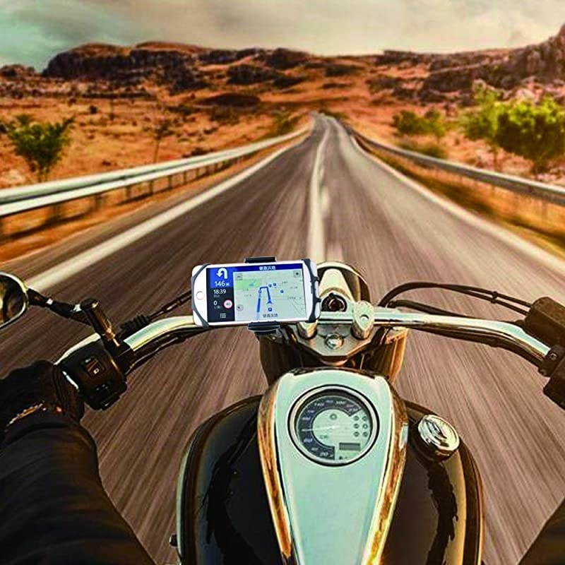 Bike Phone MountBicycle Cell Phone Holder Universal Motorcycle Handlebar Rack with 360&deg; Rotation Adjustable Anti Shake Silicone Bands Cycling for iPhone Samsung All 4060 Phones Black