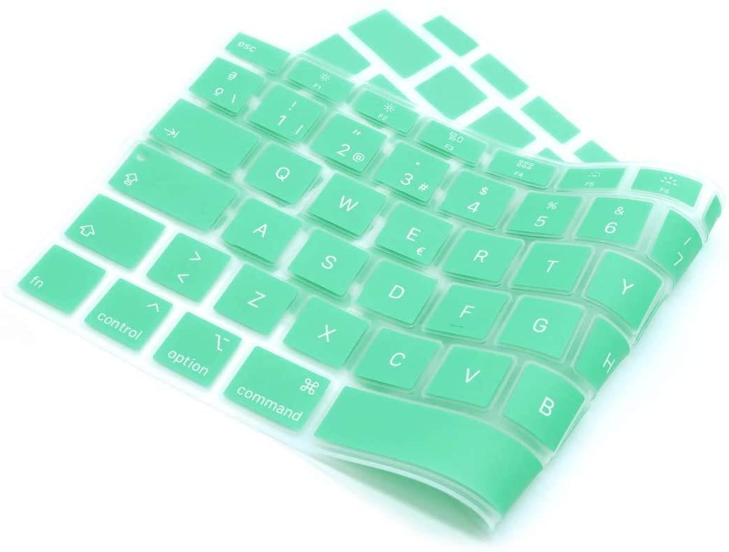 HRH Spanish Language ESP Skin,Silicone Keyboard Cover for MacBook Air 13 Inch 2020 with Touch ID (MODLE A2179 and A2337 Apple M1 Chip, US Layout) Keyboard Accessories Protector-Clover Green