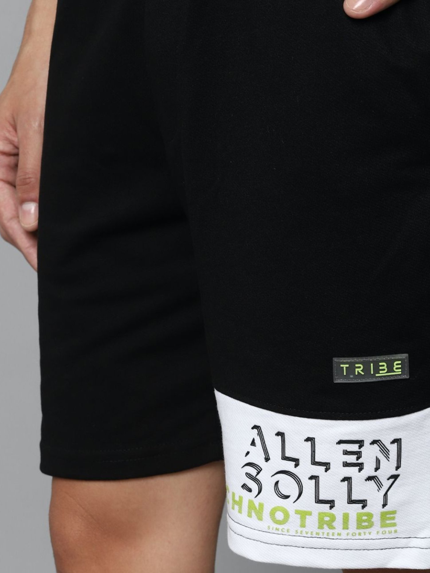 Tribe by Allen Solly Black Cotton Slim Fit Printed Shorts