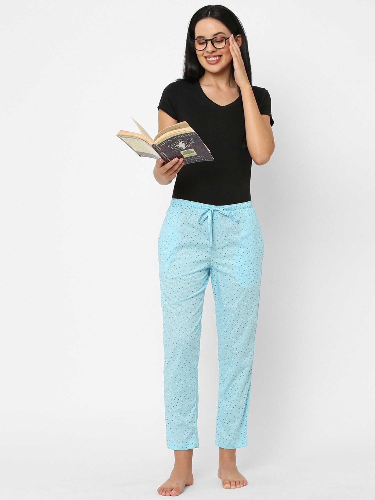 Urban Scottish Sky Blue Printed Lounge Pants