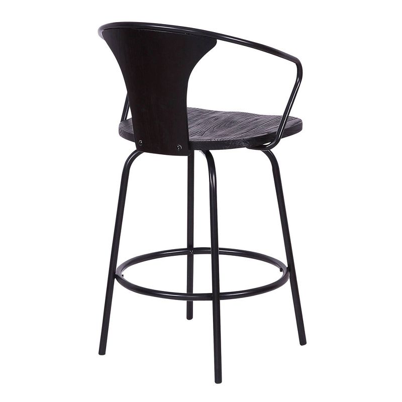 26" Payton Industrial Swivel Wood and Metal Barstool Black - Armen Living