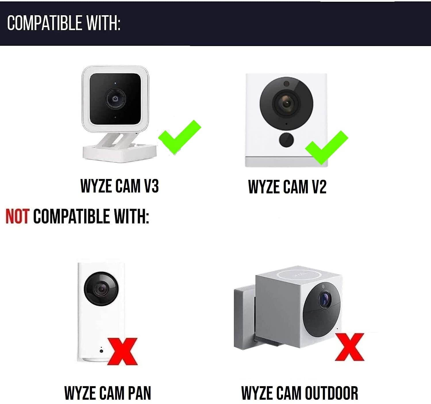 Wasserstein 3-in-1 Floodlight, Charger and Mount Compatible with Wyze Cam V3 & Wyze Cam V2 (Black) (Camera NOT Included)