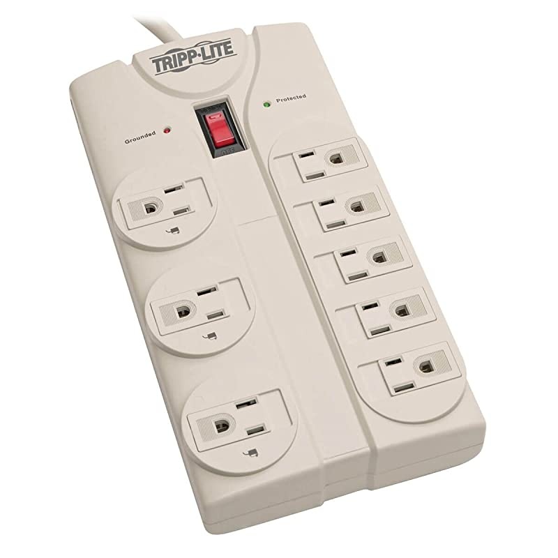 Lite 8 Outlet Surge Protector Power Strip 8ft Cord Right Angle Plug LIFETIME INSURANCE amp $75K INSURANCE TLP808
