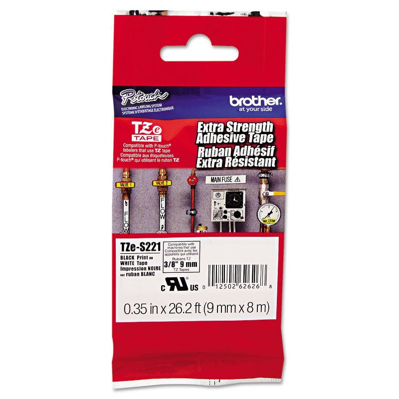 Brother P-Touch TZe Extra-Strength Adhesive Laminated Labeling Tape - Black/Yellow