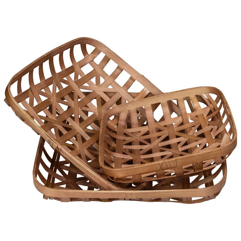 Olivia & May Set of 3 Weave Baskets with Wooden Lids