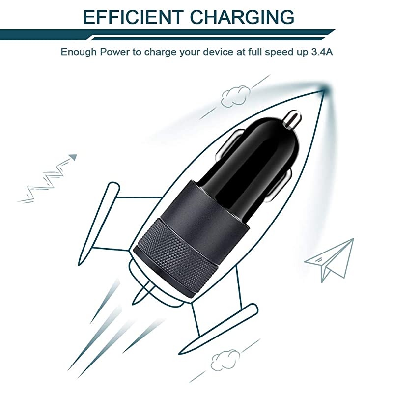 Car Charger  34a Fast Charge Dual Port USB Cargador Carro Lighter Adapter for iPhone X XR XS Max 8 Plus 7s 6s 11 Pro Max iPad Tablet Samsung Galaxy S10 Plus S7 j7 S10e S9 Note 8 LG GPS