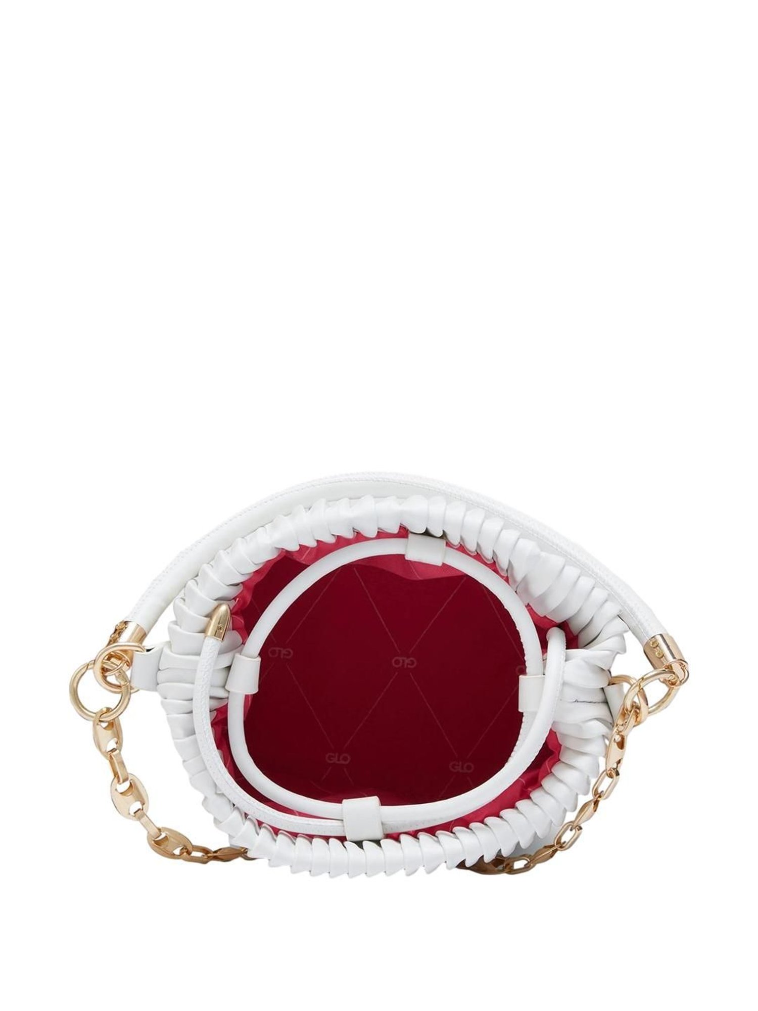 Globus White Textured Medium Handbag