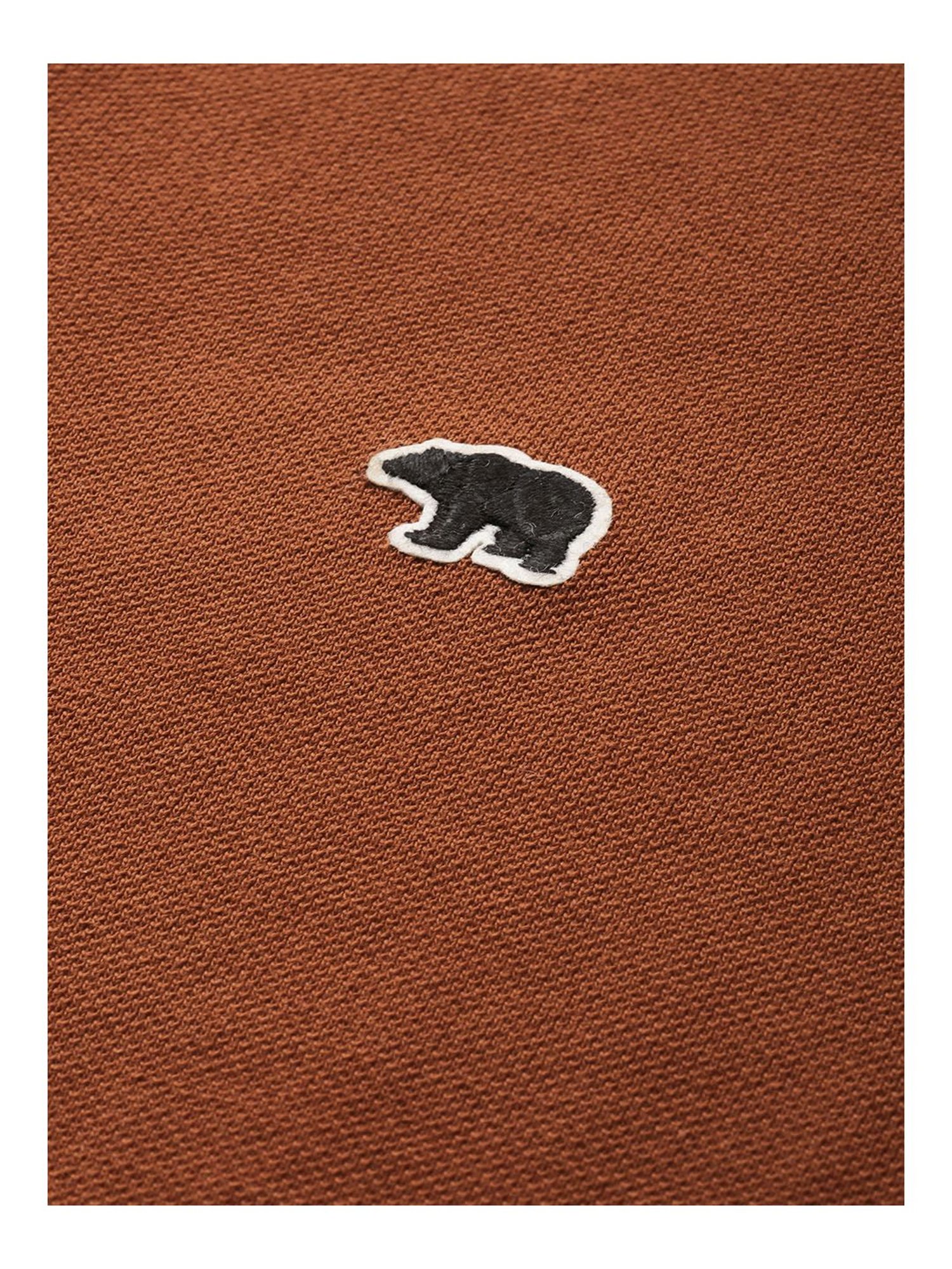 The Bear House Rust Cotton Slim Fit Polo T-Shirt