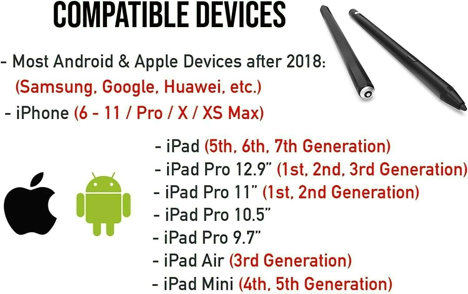 Stylus Pen for Digital Pencil Smooth Precision Capacitive Pen Fine Point, Magnetism Cover Cap, Universal  for iPhone/iPad Pro/Mini/Air/Android/Microsoft/Surface , Android and Other Touch Screens