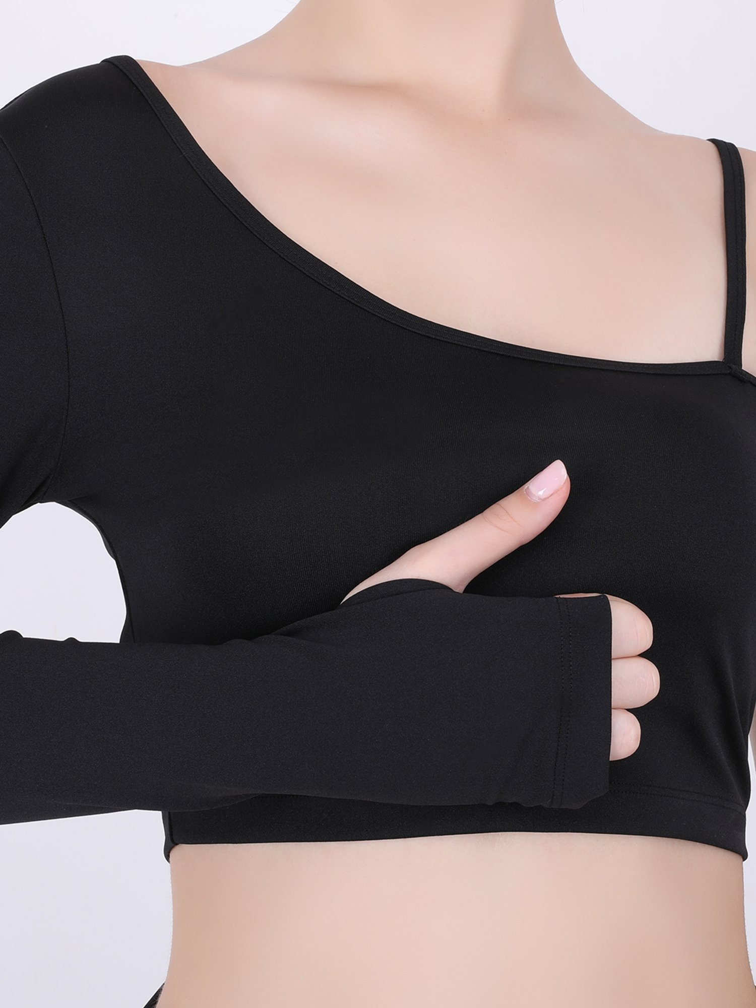 EVERDION  Black Full Sleeve Crop Top
