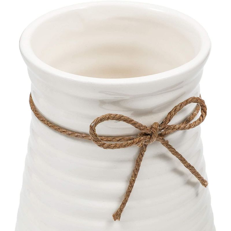 Farmlyn Creek 4-Piece Artificial White Roses Flowers with Ceramic Pot Vase