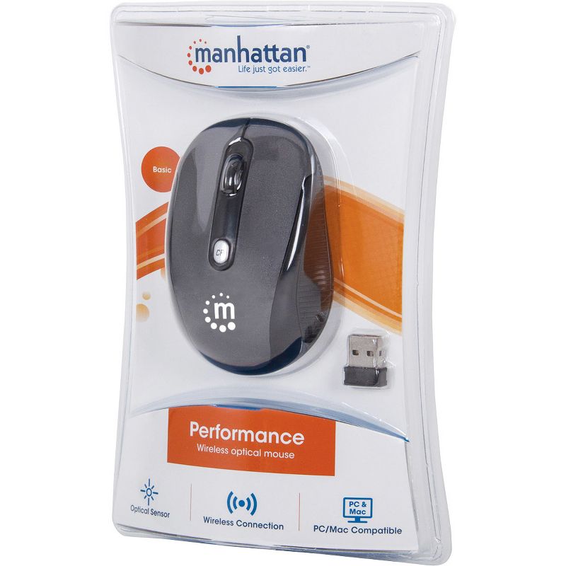 Manhattan Wireless Optical USB Mouse, 2000 dpi, Black/Silver