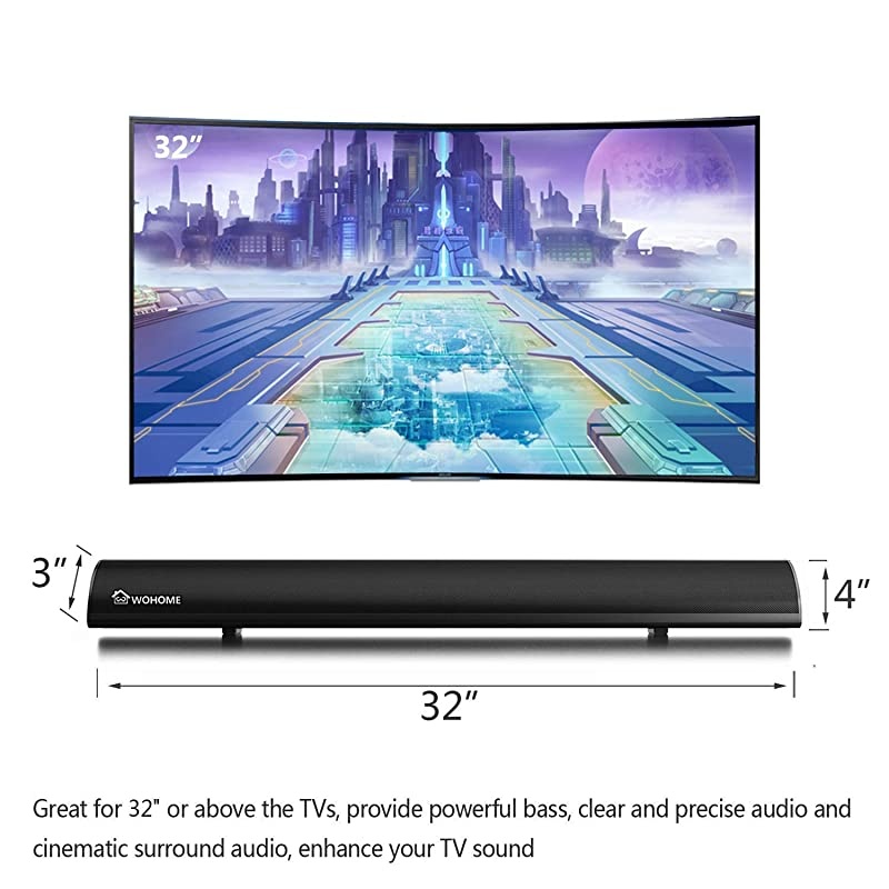 21 Channel Bluetooth Sound Bar  TV Soundbar with Builtin Subwoofer 32Inch 3 Drivers Remote Control 2020 Updated Model S05