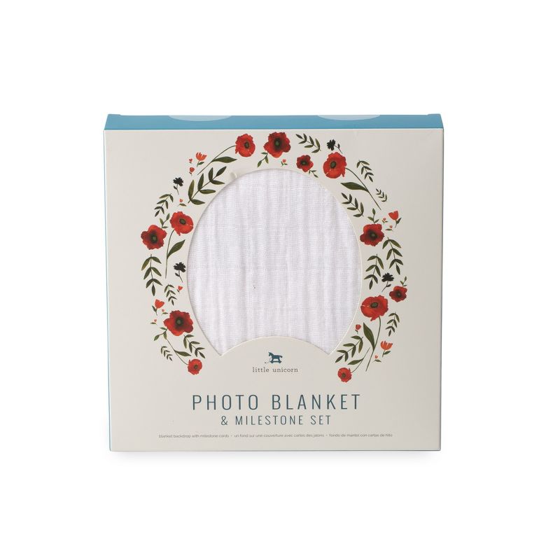 Little Unicorn Photo Blanket & Mileston Card Set - Summer Poppy