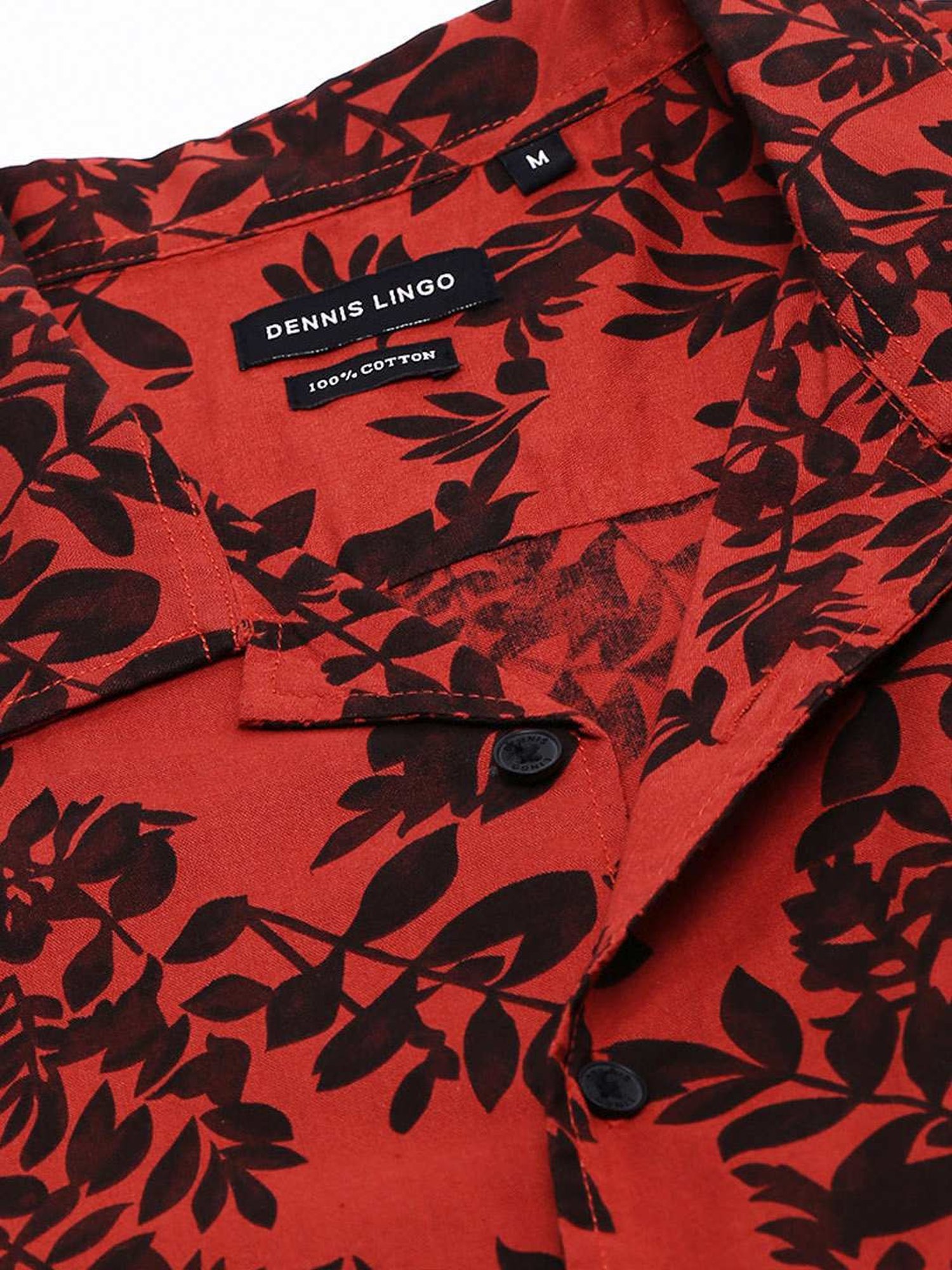 Dennis Lingo Red Cotton Slim Fit Printed Shirt