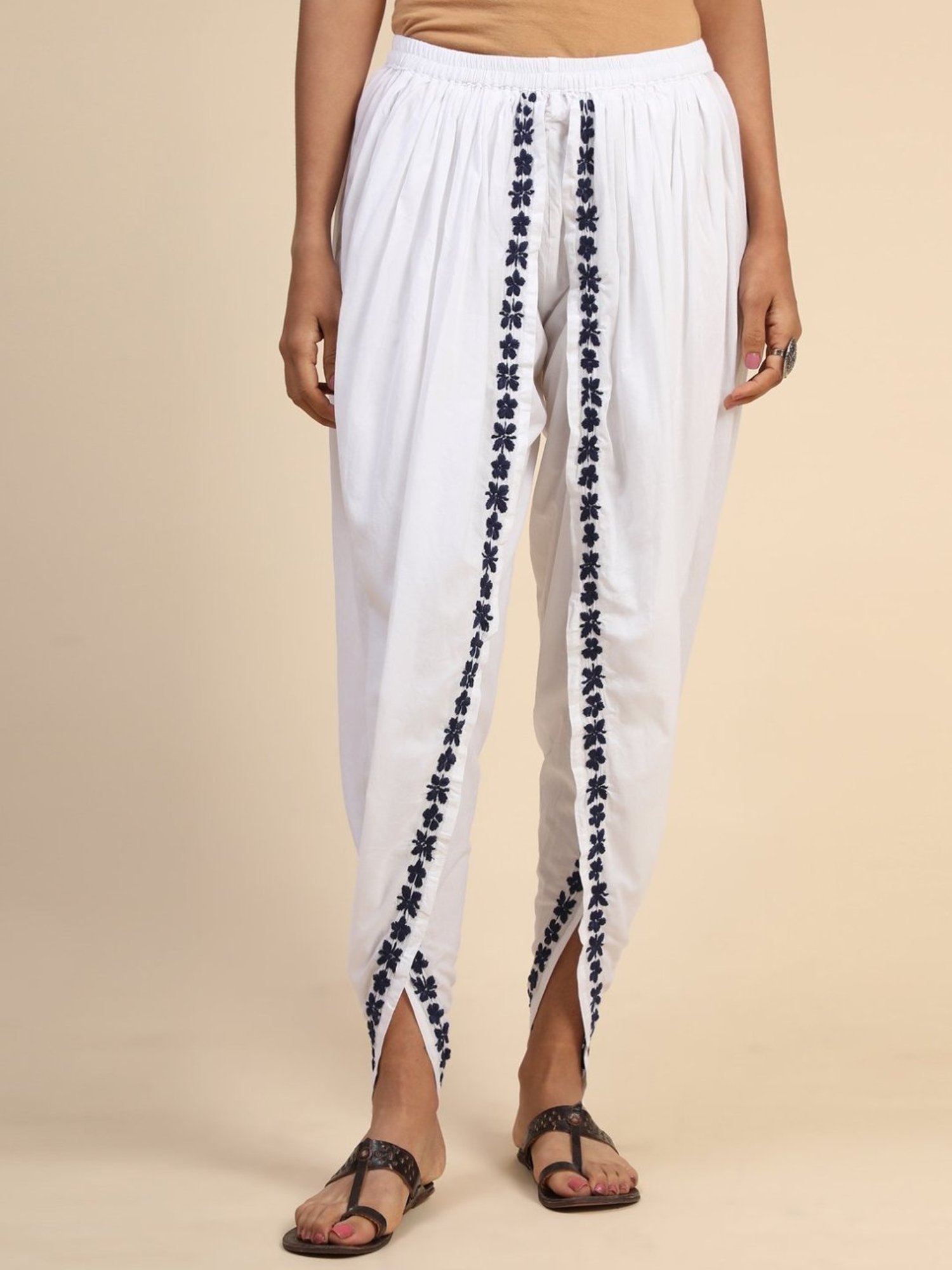 House of Kari White Fizaa Chikankari Hand Embroidery Dhooti