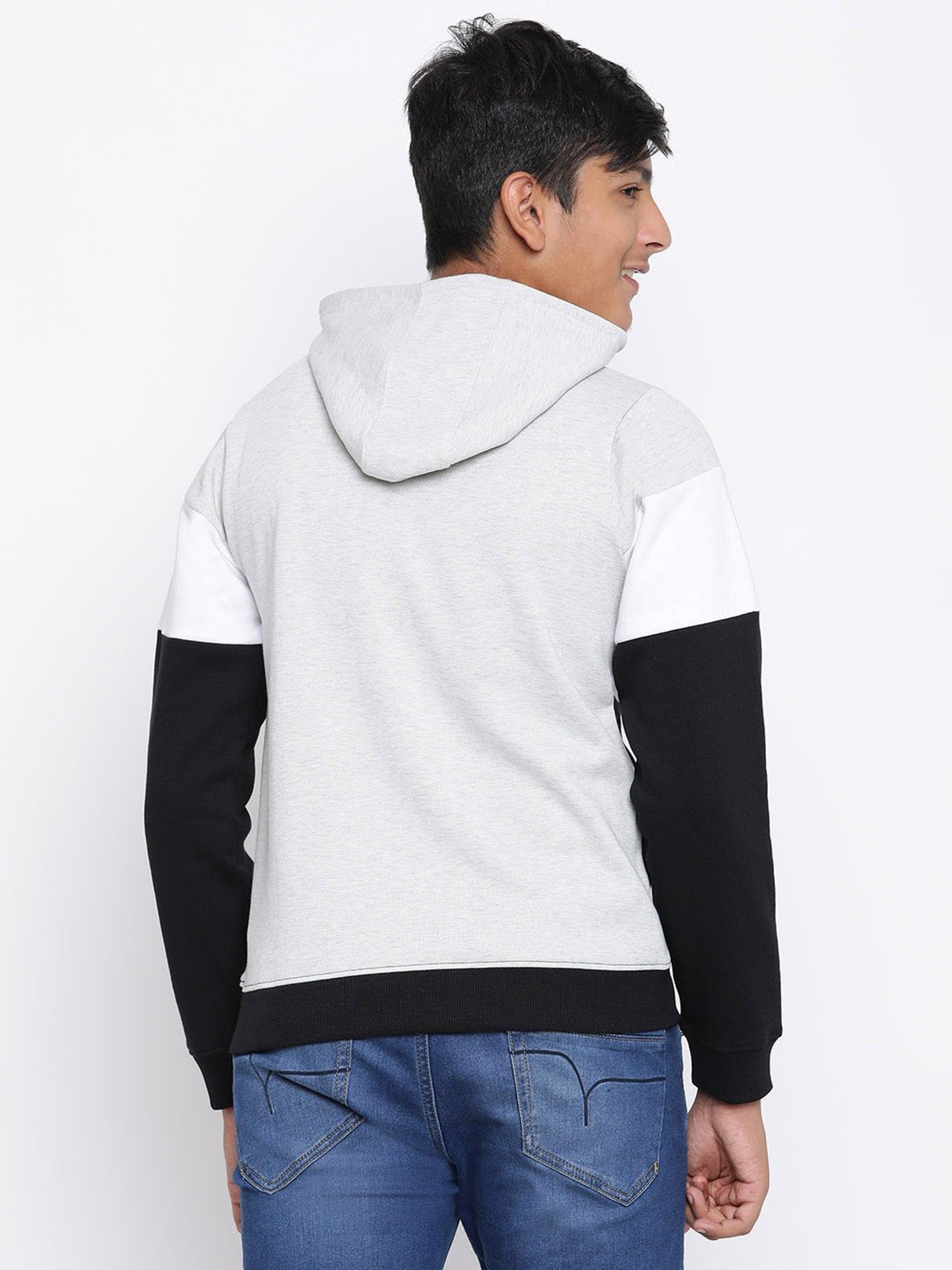 Lil Tomatoes Kids White & Black Color Block Full Sleeves Sweatshirt