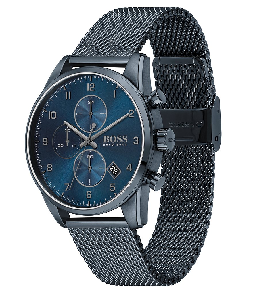 Hugo Boss Skymaster Blue Mesh Chronograph Watch