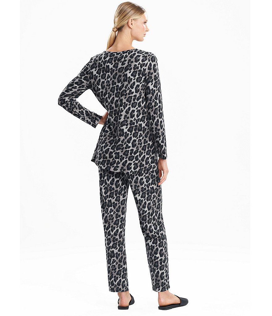 Natori Mirage Ombre Animal Print Knit Round Neck Long Sleeve Lounge Top