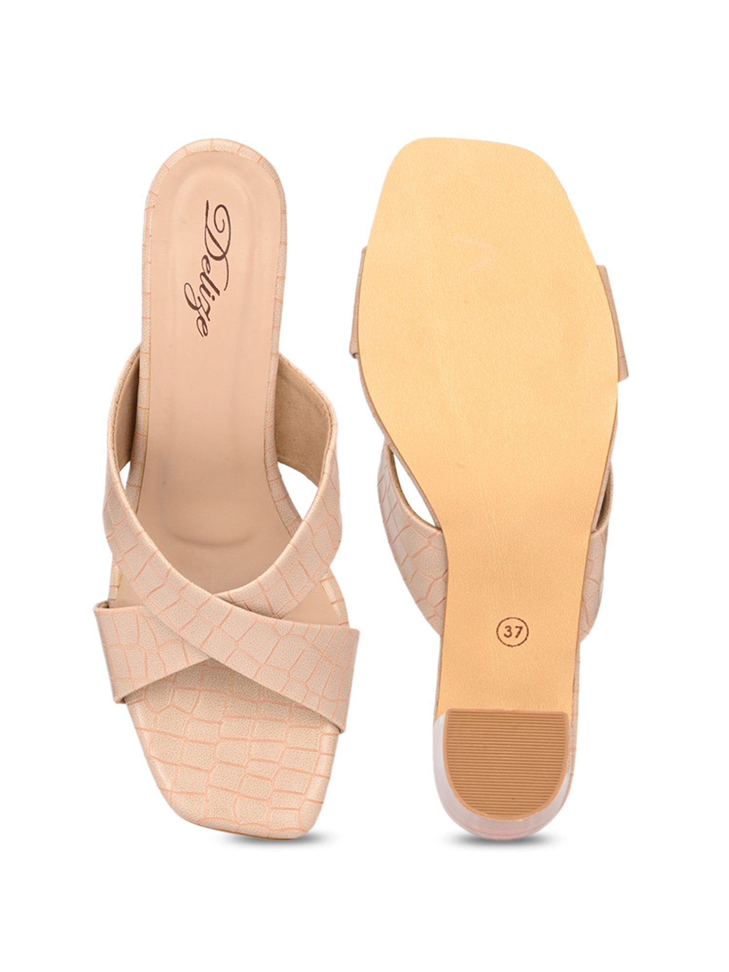 Delize Women's Beige Cross Strap Sandals