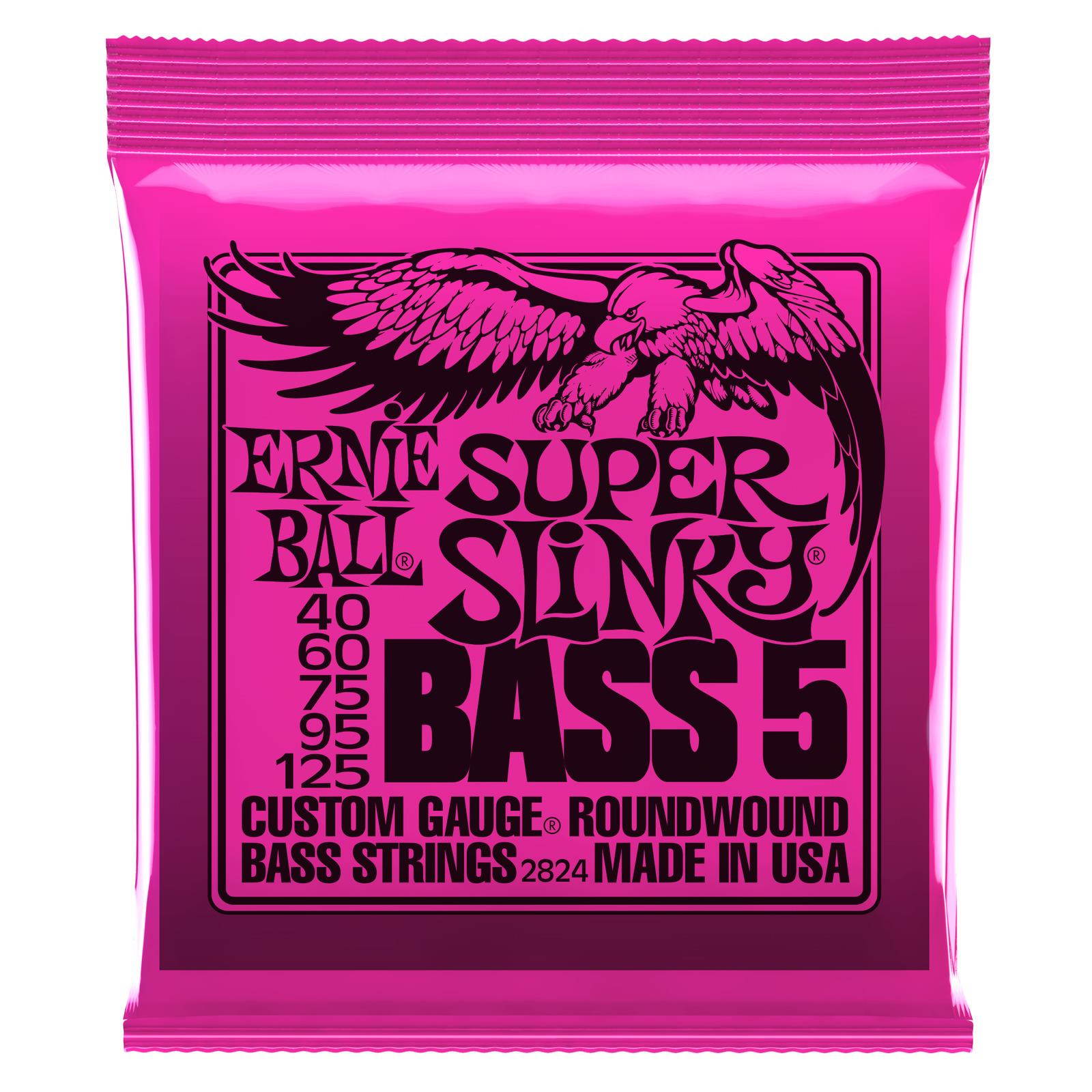 Ernie Ball Super Slinky Nickel Wound 5 String Electric Bass Strings 40-125
