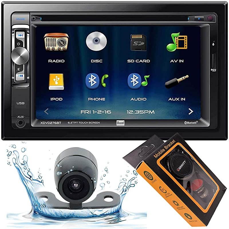 XDVD276BT 62quot LCD Touch Screen Double Din Car Stereo with HD Camera + Gravity Magnet Phone Holder Bundle XDVD276BT+XV20C+GMH