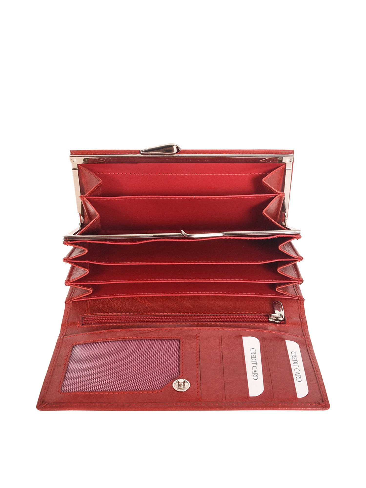 SASSORA Red Solid Rfid Wallet for Women
