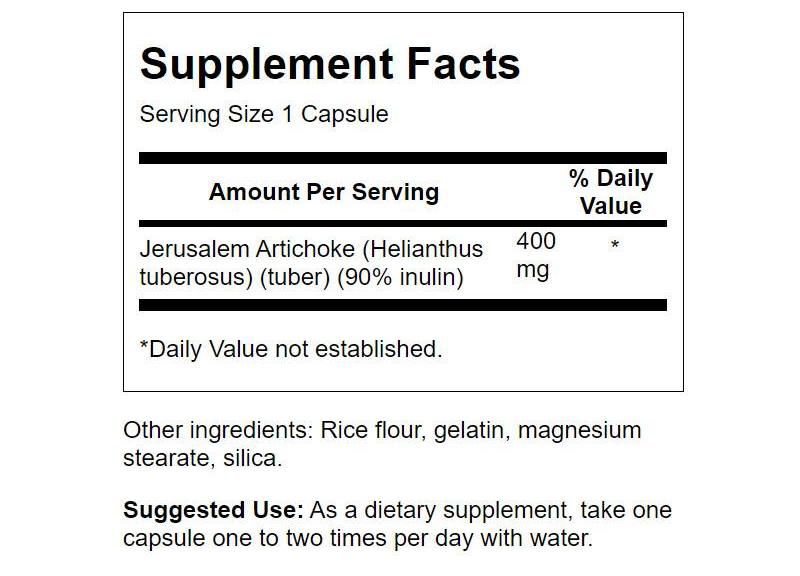 Swanson Full Spectrum Jerusalem Artichoke 400 mg 60 Capsules.