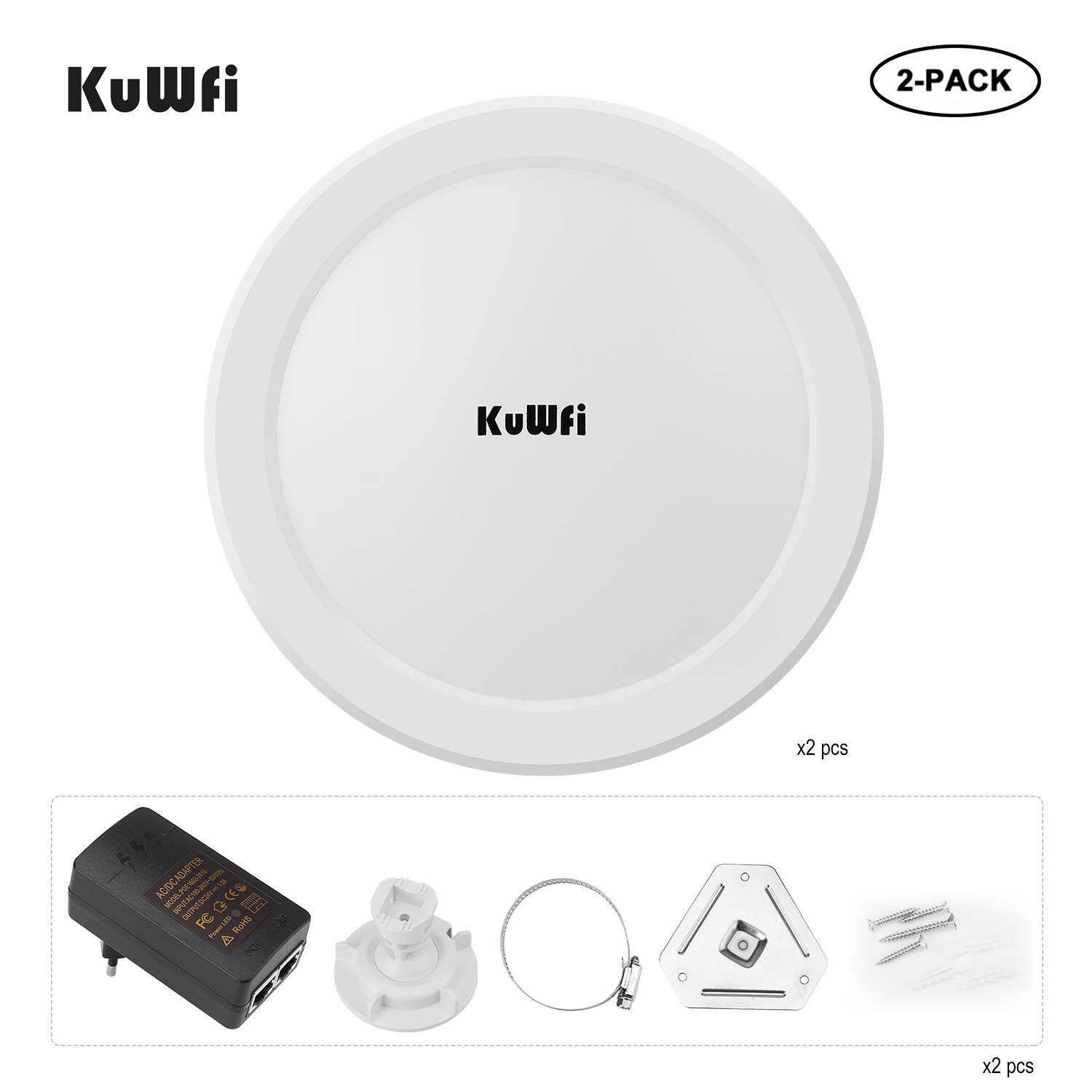 KuWFi Wireless WiFi Bridge 11ac Point-to-Point Outdoor AP/Client Bridge High Speeds 5.8G 1200M Support PoE 2-Packs