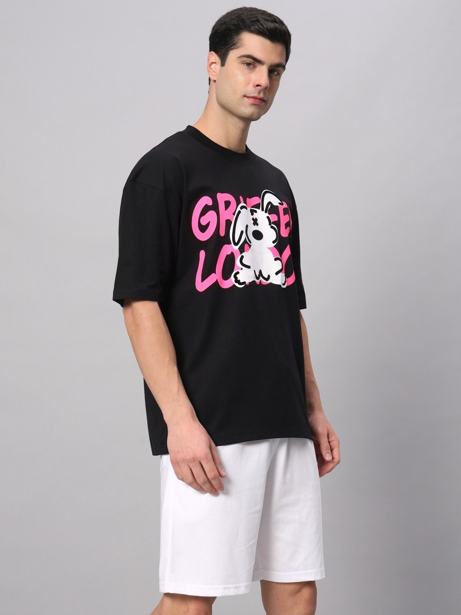 Griffel Black Cotton Loose Fit Printed Co-Ord Set