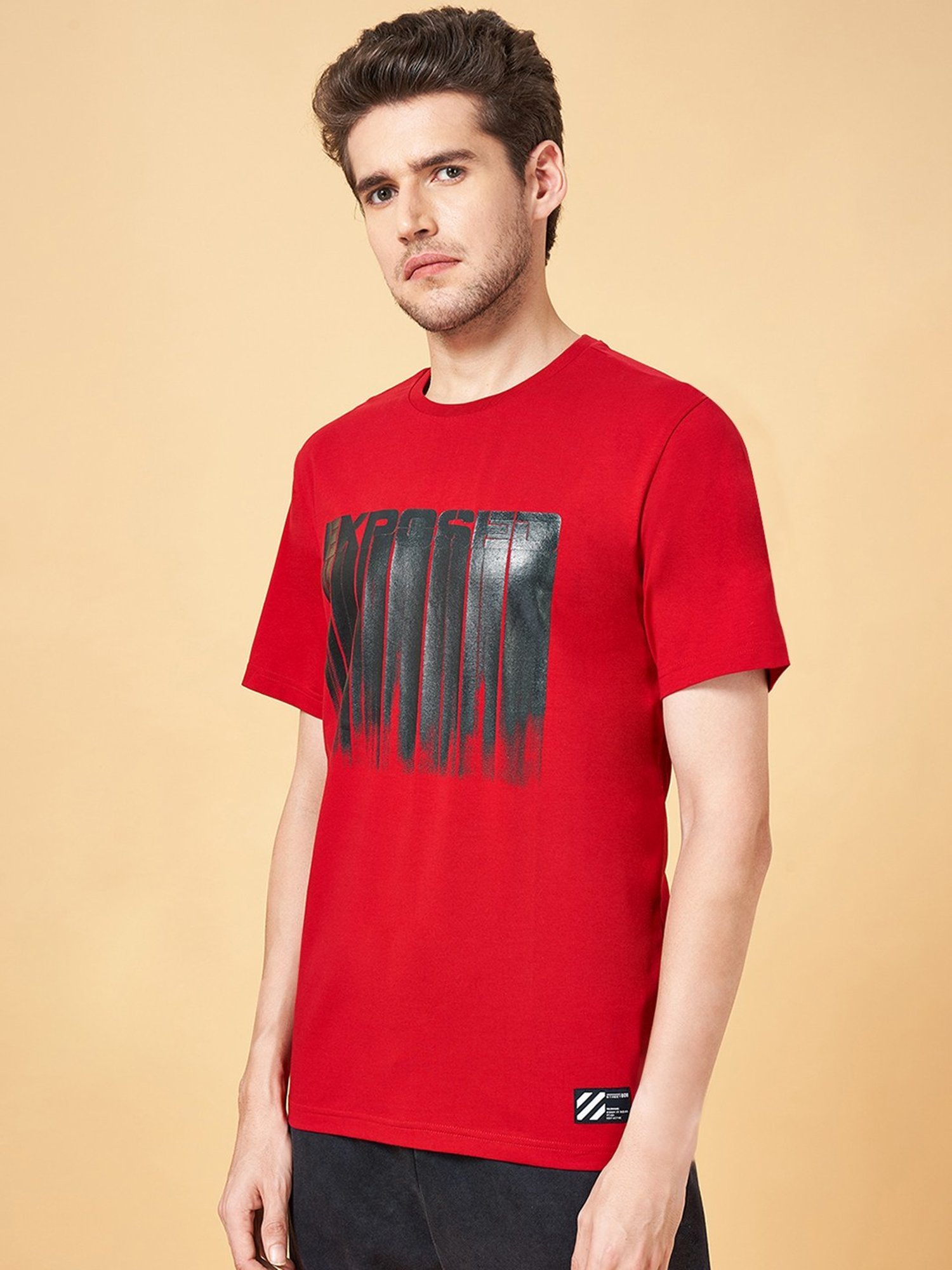 Street 808 By Pantaloons Red Cotton Regular Fit Printed T-Shirt